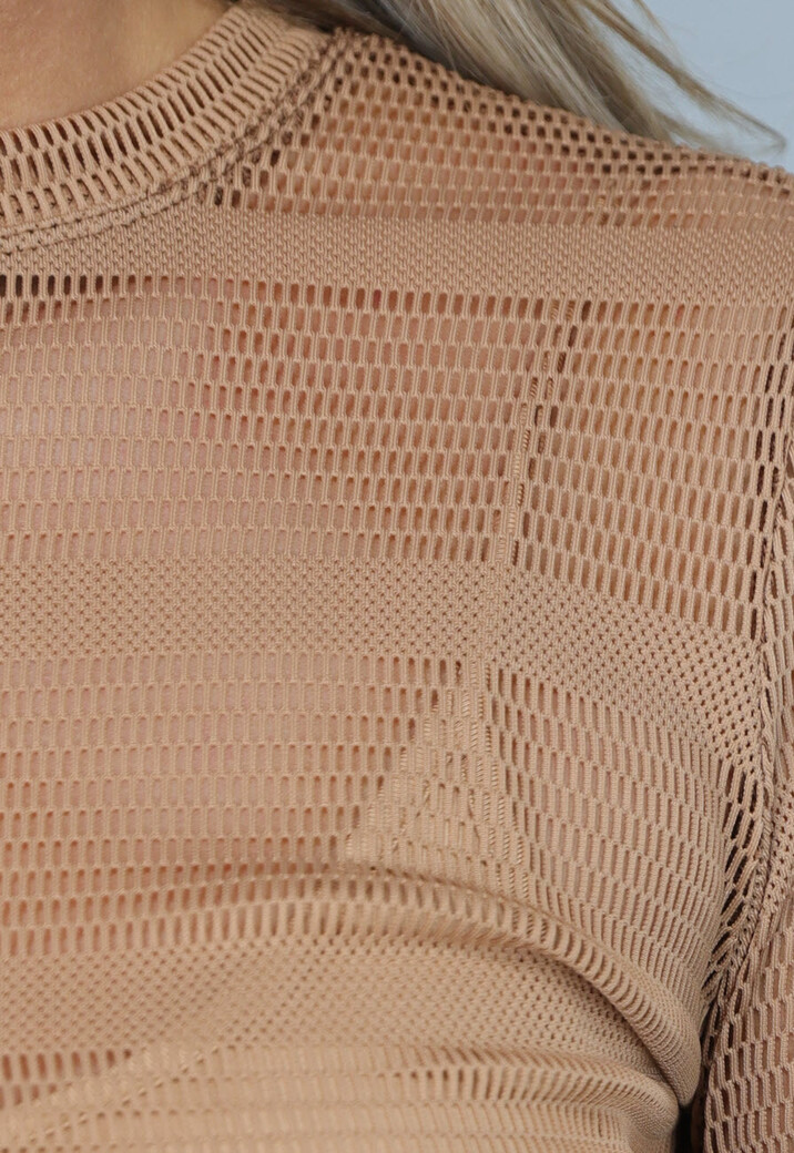 Taupe Jurk met Knit Look en Onderjurk