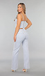 Lichtblauwe Wide Leg Mid Waist Strass Jeans
