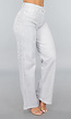 High Rise Straight Leg Jeans met Streeppatroon