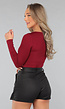 Elastische Burgundy Top met Lange Mouwen