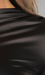Zwarte Longsleeve Geplooide Lederlook Top