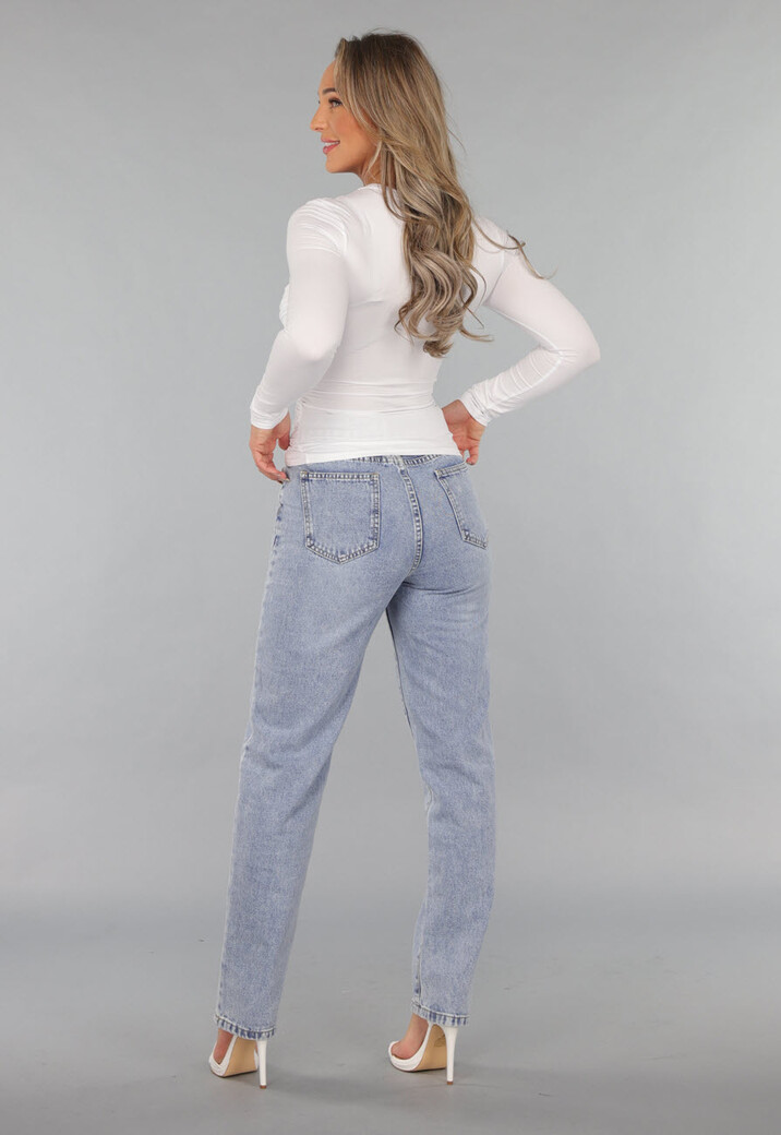 Witte Overslag Top met Lange Mouwen