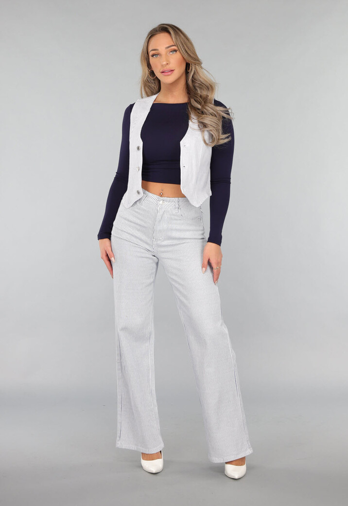 Gestreepte Gilet Top met Knopen