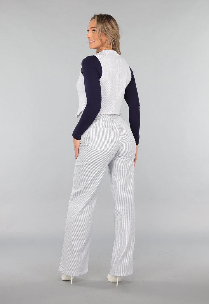 Gestreepte Gilet Top met Knopen