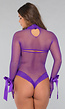 Paarse Fishnet Bodysuit met Bijpassende Bolero