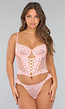 Lichtroze Hartjes Bustier Lingerie Set