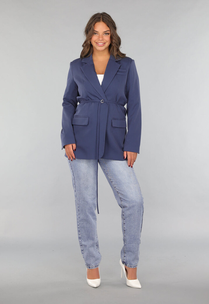 Navy Oversized Blazer met Tailleband