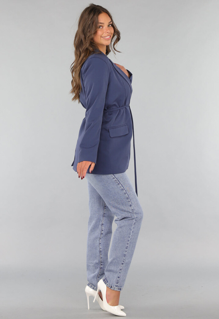Navy Oversized Blazer met Tailleband