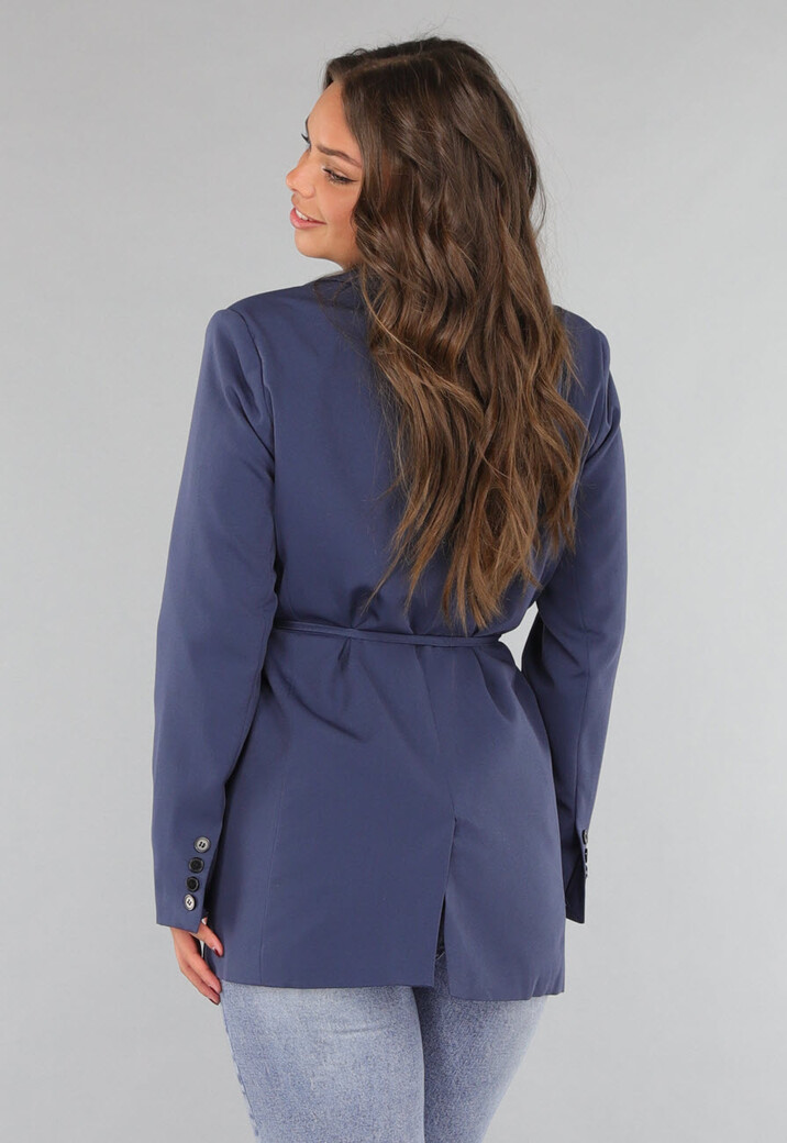 Navy Oversized Blazer met Tailleband