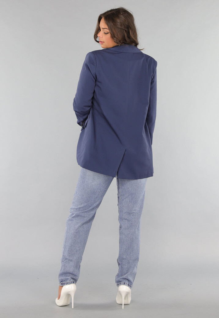 Navy Oversized Blazer met Tailleband
