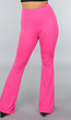 Tall Fuchsia Elastische Legging Broek met Wijde Pijpen