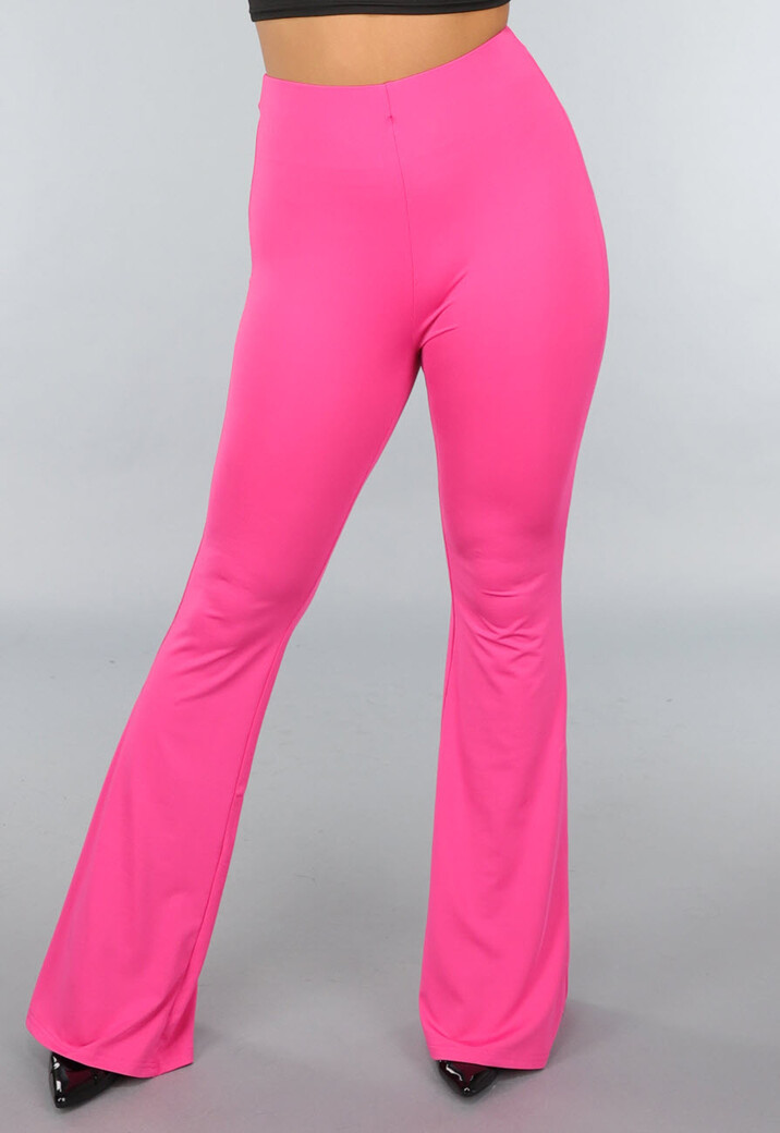Tall Fuchsia Elastische Legging Broek met Wijde Pijpen