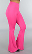 Tall Fuchsia Elastische Legging Broek met Wijde Pijpen