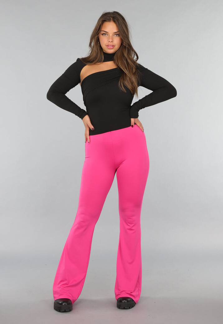 Tall Fuchsia Elastische Legging Broek met Wijde Pijpen