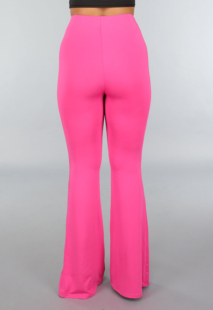 Tall Fuchsia Elastische Legging Broek met Wijde Pijpen