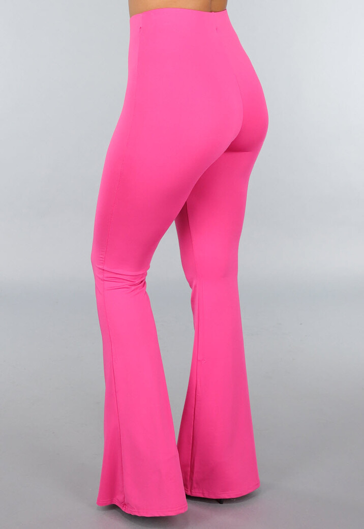 Tall Fuchsia Elastische Legging Broek met Wijde Pijpen