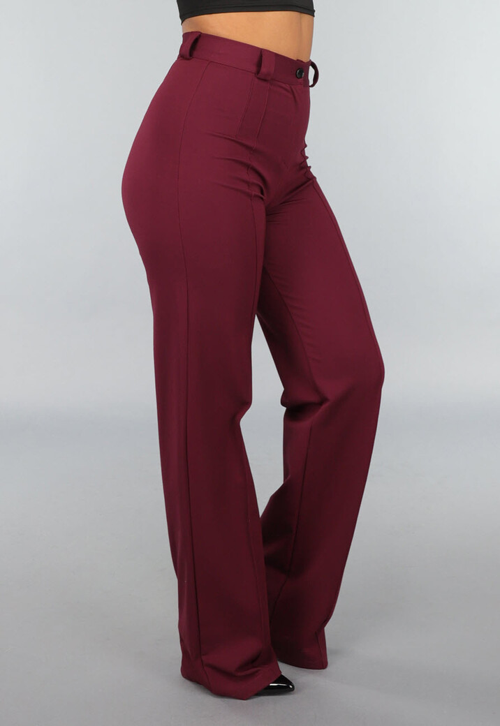 Rechte Tall Stretch Pantalon in Burgundy
