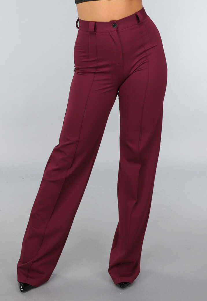 Rechte Tall Stretch Pantalon in Burgundy