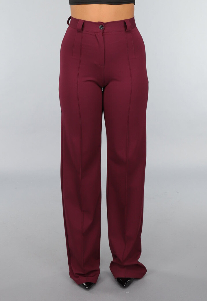 Rechte Tall Stretch Pantalon in Burgundy