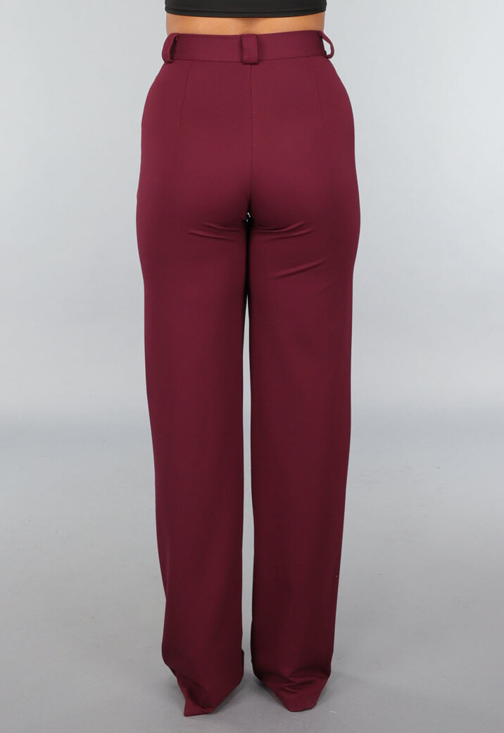 Rechte Tall Stretch Pantalon in Burgundy