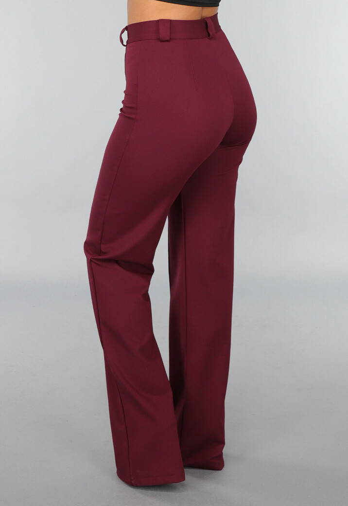 Rechte Tall Stretch Pantalon in Burgundy