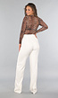 Rechte Cremekleurige Pantalon met Stretch in Tall Model