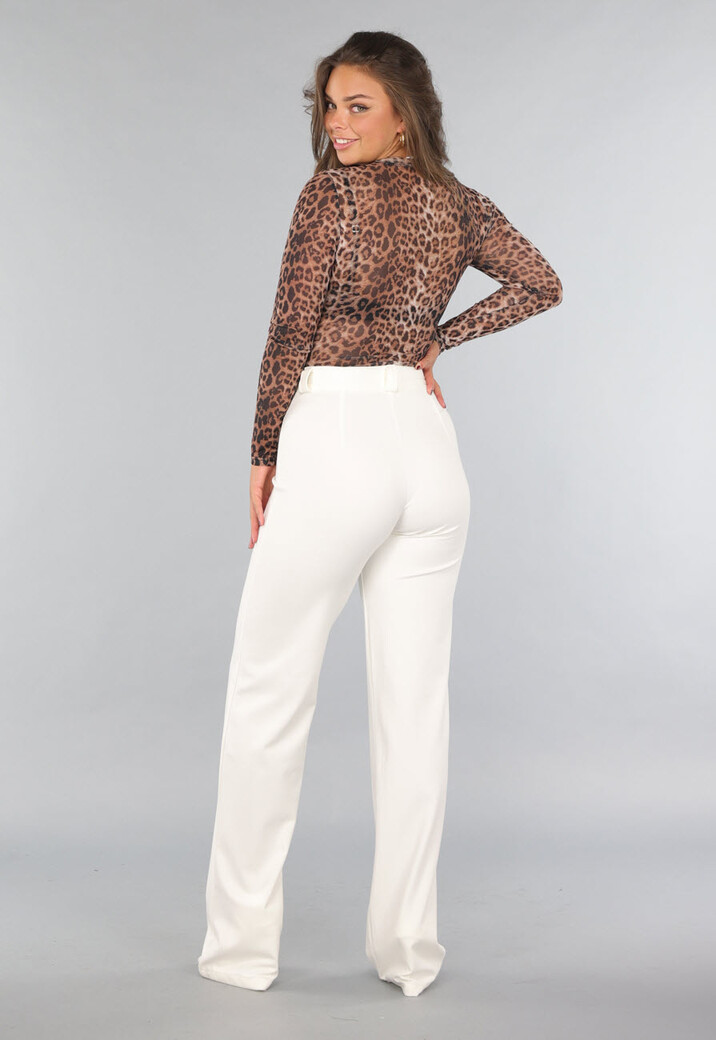 Rechte Cremekleurige Pantalon met Stretch in Tall Model