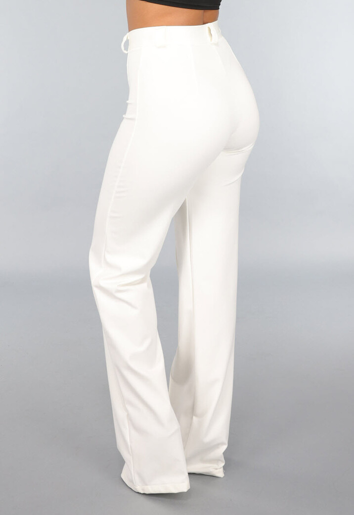 Rechte Cremekleurige Pantalon met Stretch in Tall Model