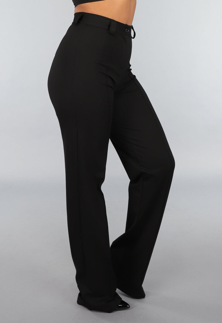 Tall Zwarte Straight Leg Pantalon met Stretch