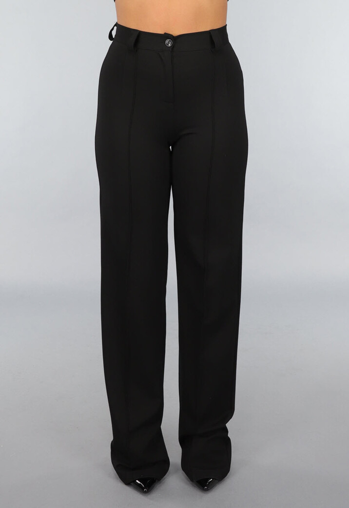 Tall Zwarte Straight Leg Pantalon met Stretch