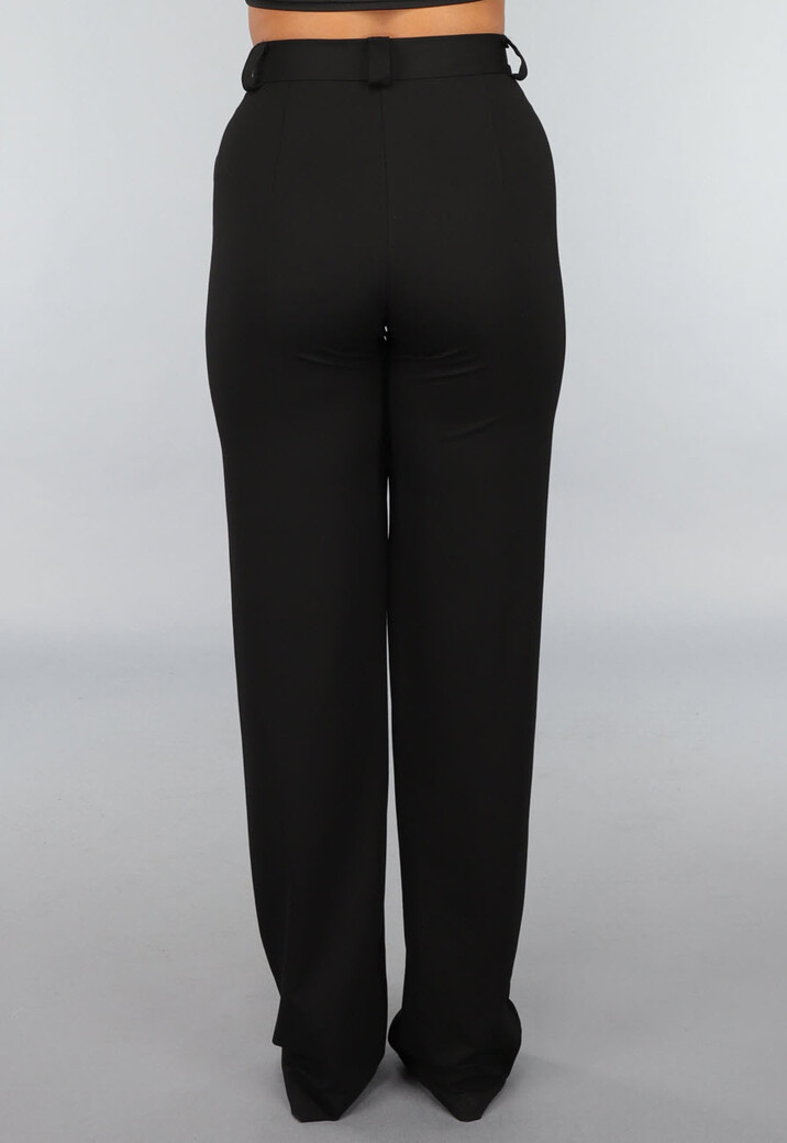 Tall Zwarte Straight Leg Pantalon met Stretch