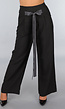 Zwarte Pantalon met Antraciet Strikdetail