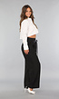 Zwarte Pantalon met Antraciet Strikdetail