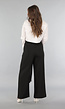 Zwarte Pantalon met Antraciet Strikdetail