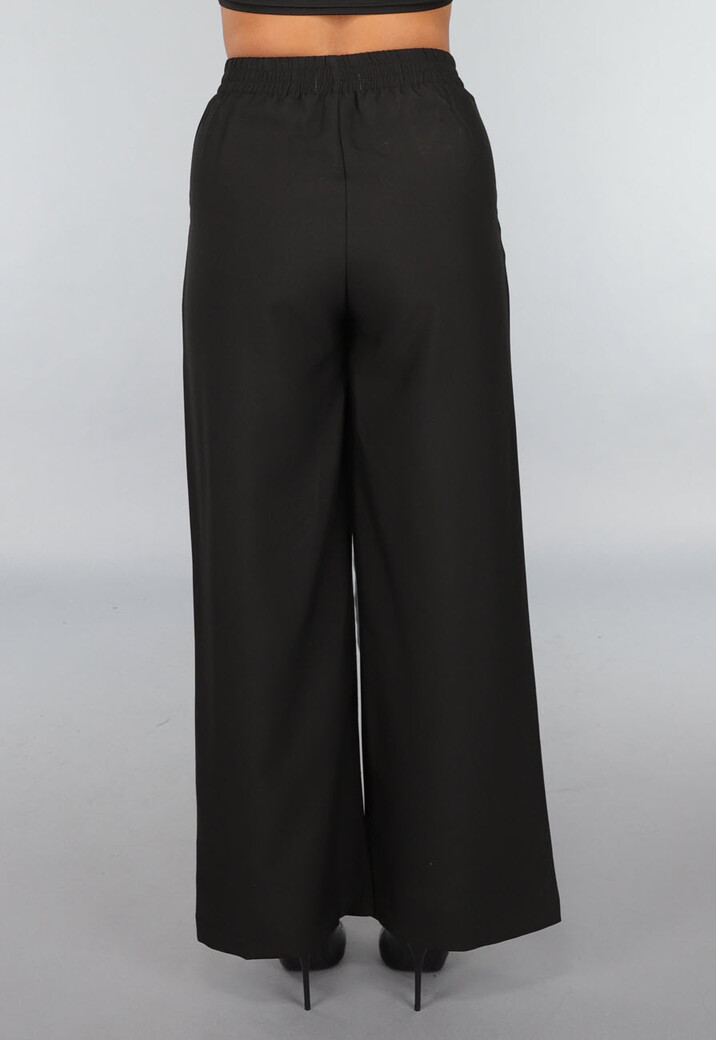 Zwarte Pantalon met Antraciet Strikdetail