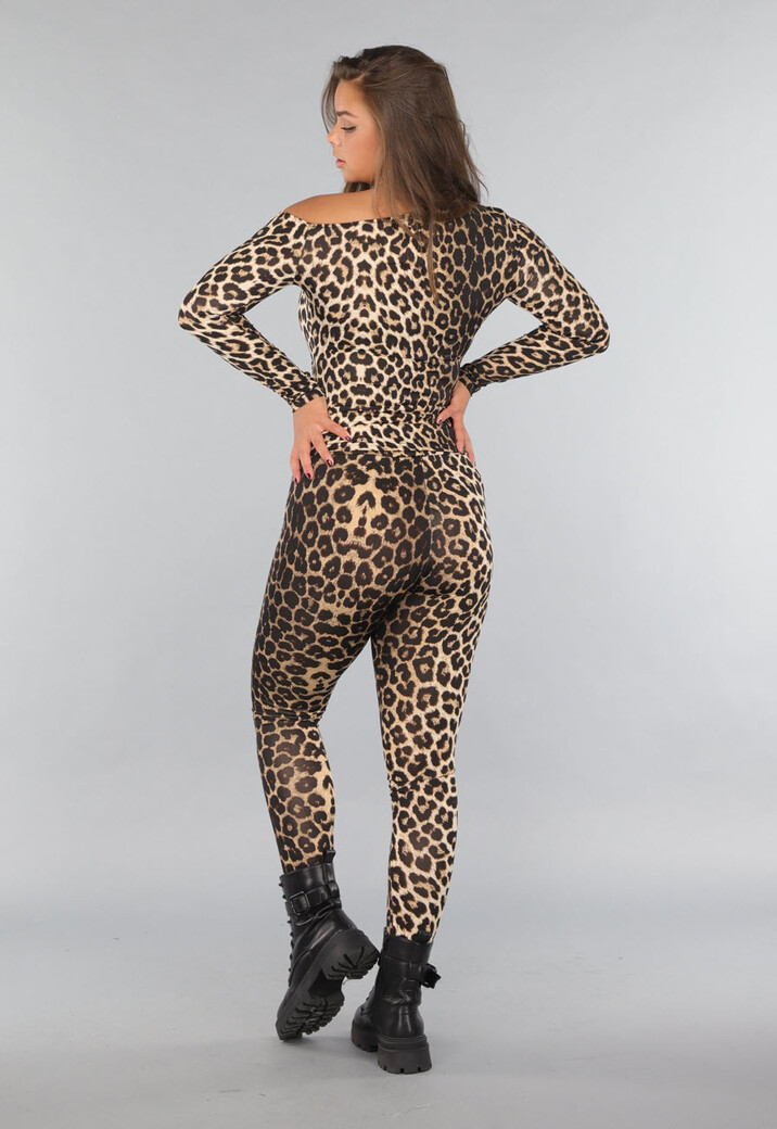 Legging met Luipaardprint en Stretch
