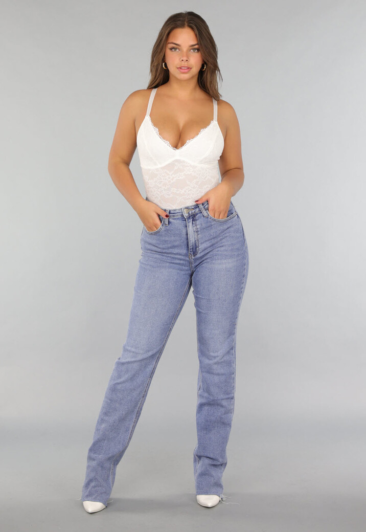 Witte Kanten Bodysuit met Compressie