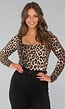Luipaardprint Bodysuit met Vierkante Hals