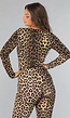 Luipaardprint Bodysuit met Vierkante Hals