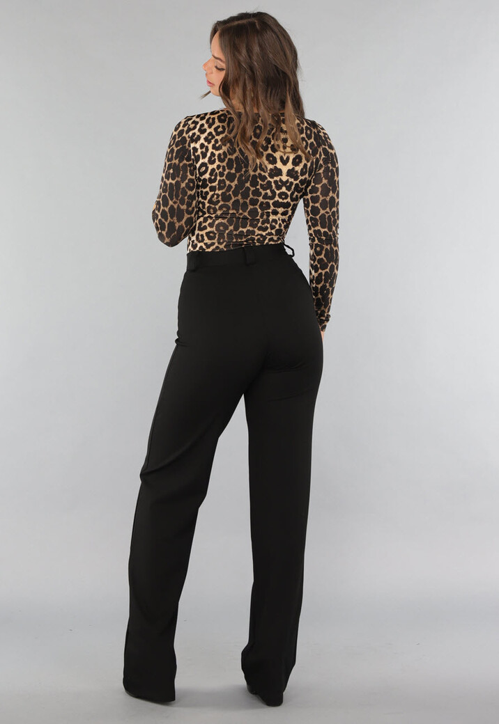 Luipaardprint Bodysuit met Vierkante Hals