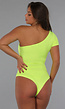 One Shoulder Neon Gele Bodysuit