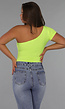 One Shoulder Neon Gele Bodysuit