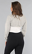Grijze Cropped Trui met Overslag Look
