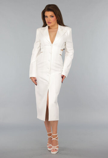 Witte Blazer Jurk met Cut Out