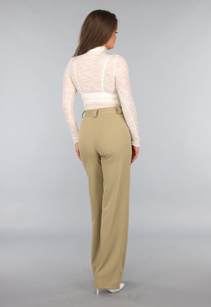 Gebroken Witte Doorschijnende Top met Hoge Col