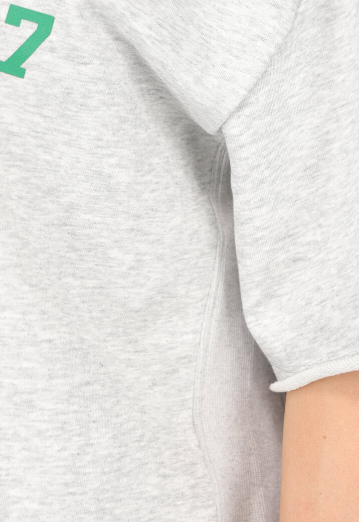 Cropped Shirt in Grijs met Groene Tekst