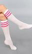 Hoge Witte Sokken met Fuchsia Strepen