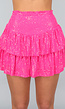 Roze Geplooide Pailletten Skort