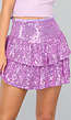 Lila Geplooide Glitter Skort