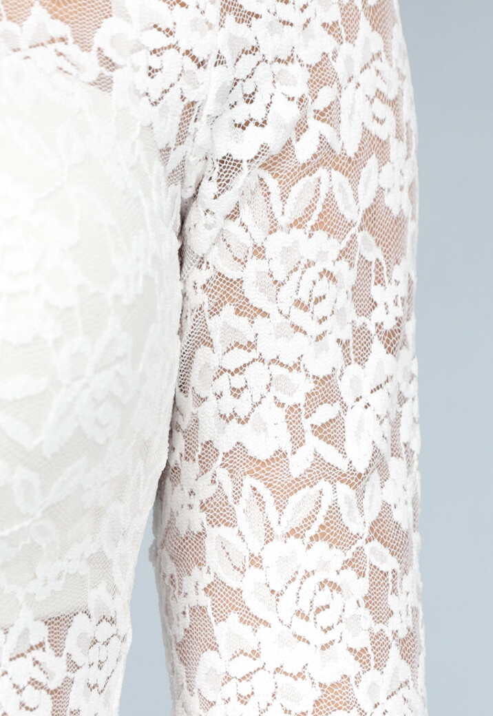 Witte Longsleeve Kanten Body